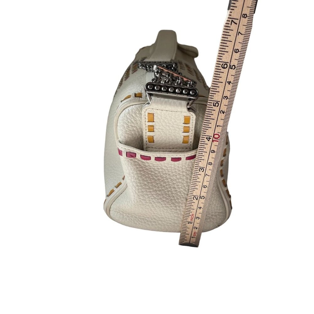 Brighton Leather Barrel Chain Strap Shoulder Bag Women's White Fashion Minimalis - Picture 7 of 12